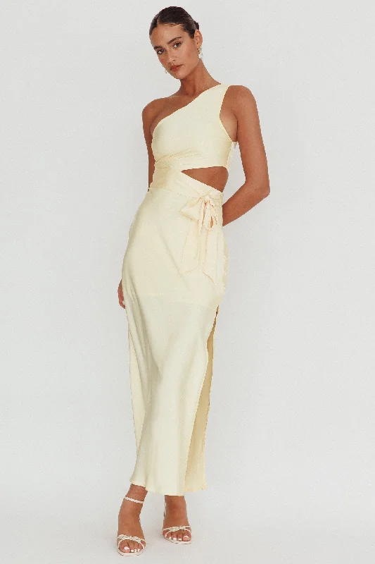 Abloom One Shoulder Satin Maxi Dress Butter