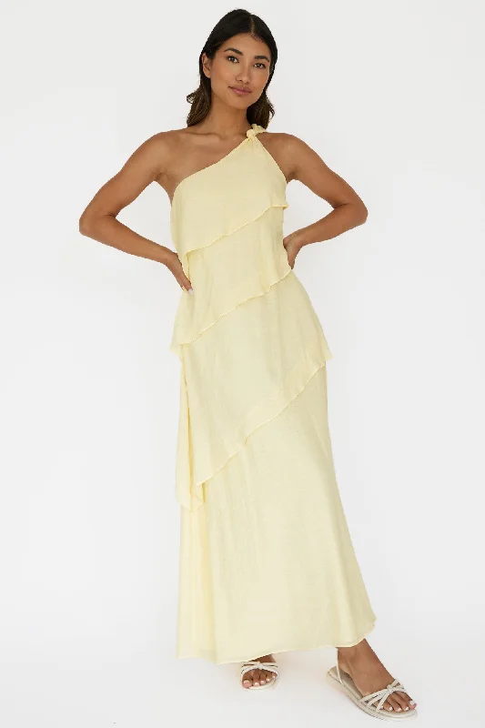 Delwyn One-Shoulder Maxi Dress Yellow