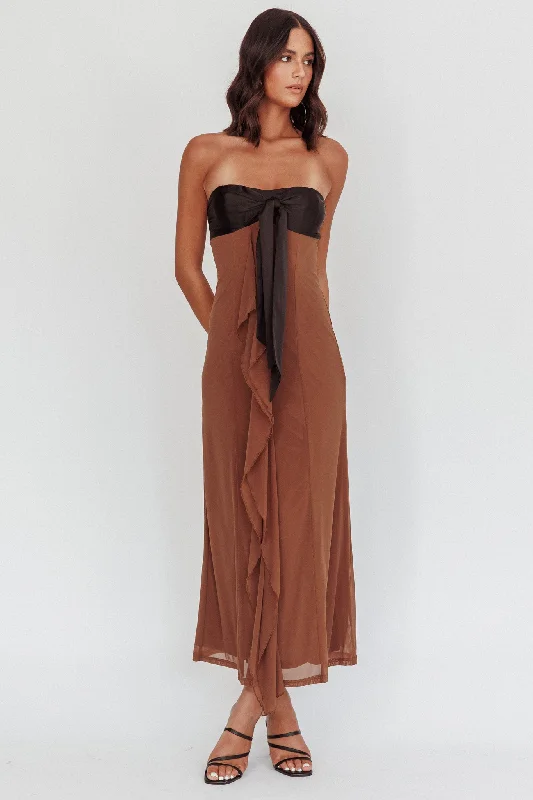 Keep Her Wild Strapless Tied Bust Dress Cedar