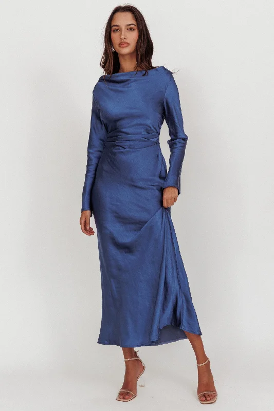 Loveland Cowl Back Midi Dress Navy