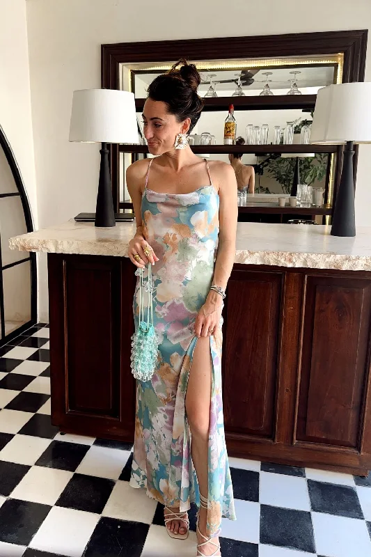 Natalia Pastel Floral Printed Maxi Dress