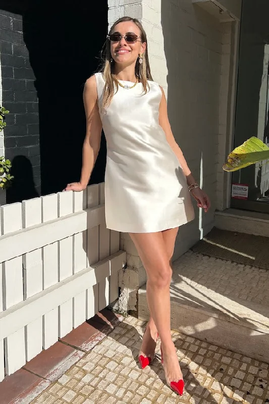 The Ultimate Muse Satin Shift Dress Ivory