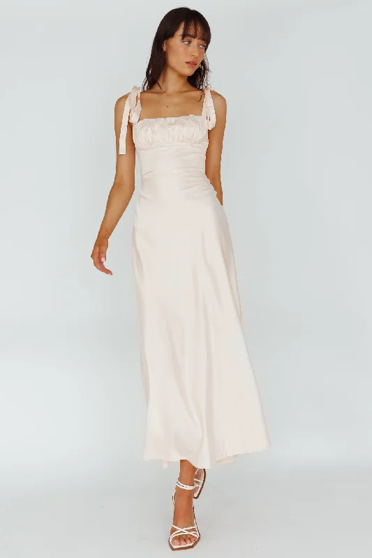 Pennelope Tied Shoulder Maxi Dress Ivory