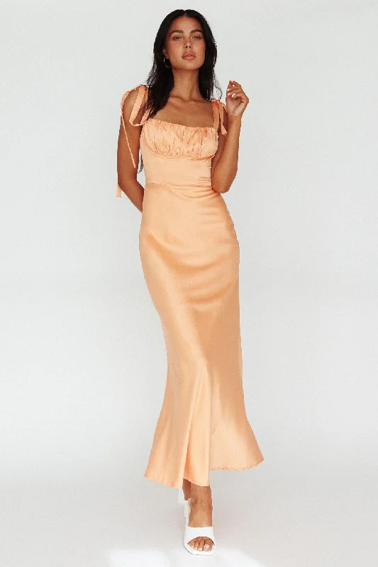 Pennelope Tied Shoulder Maxi Dress Orange