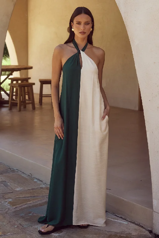 RIVIERA MAXI DRESS - EMERALD/SAND