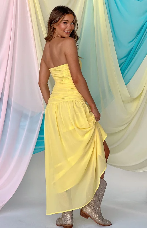 Sinclair Yellow Strapless Maxi Dress