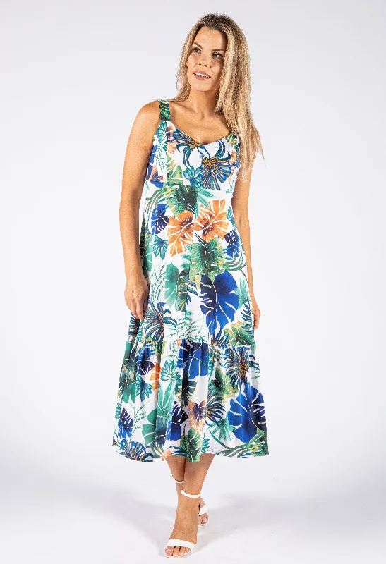 Tropical Print Sleeveless Dress