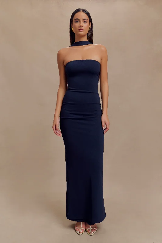 Velma Halter Collar Maxi Dress - Dark Navy