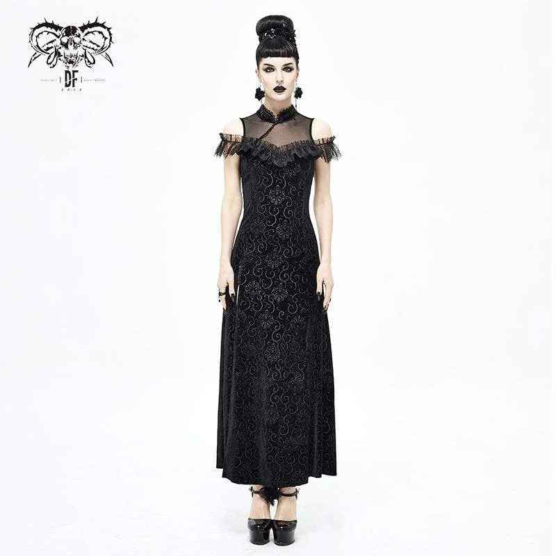 Women's Gothic Cheongsam Collar Side Slit Black Wedding Dress