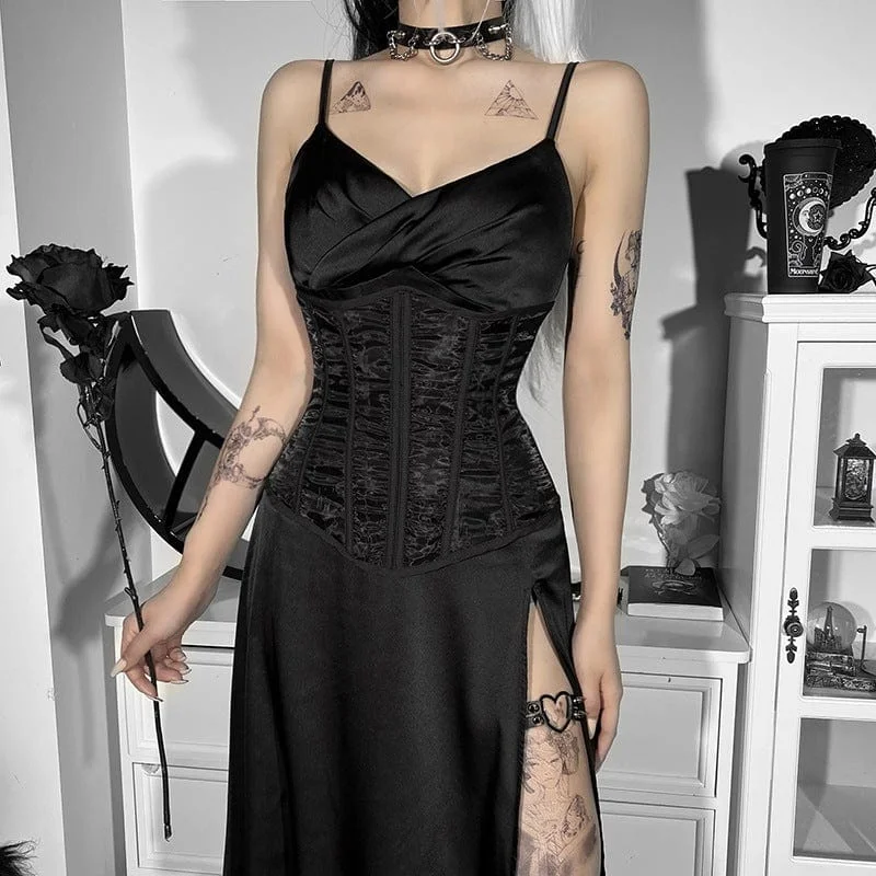 Women's Punk Plunging Split Slip Dress