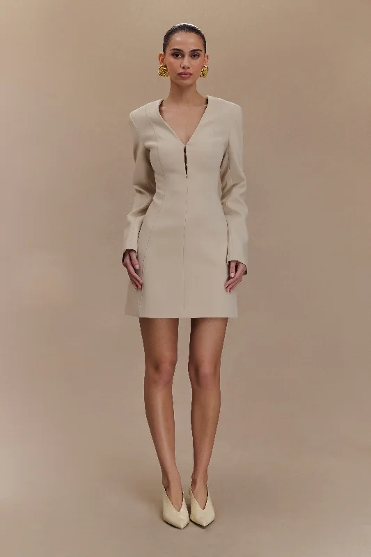 Arora Suiting Blazer Dress With Pleating - Sand