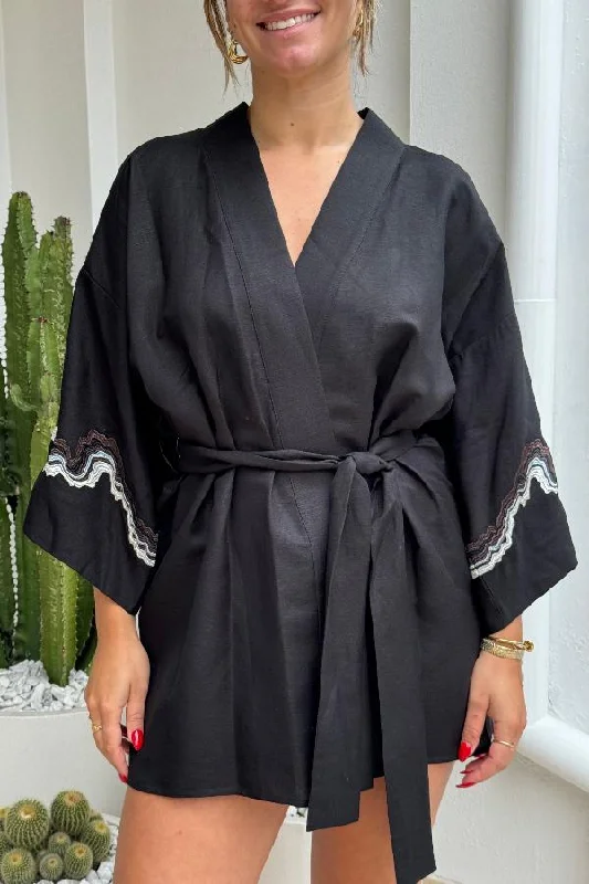 Serene Kimono Dress Black