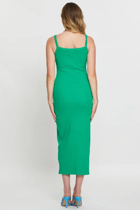 Green Bodycon Dress Sleeveless Midi