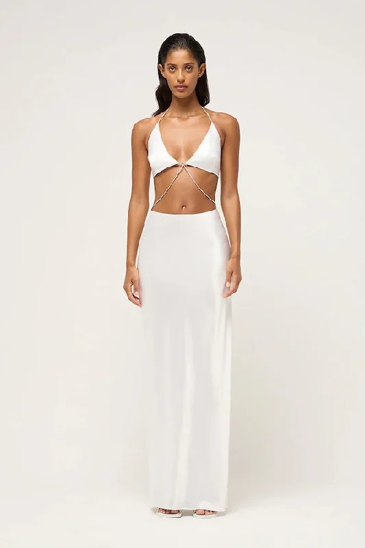 Nomi Crystal Halter Dress White