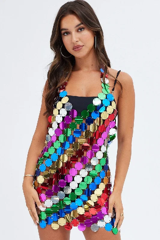 Multi Disc Sequin Bodycon Dress