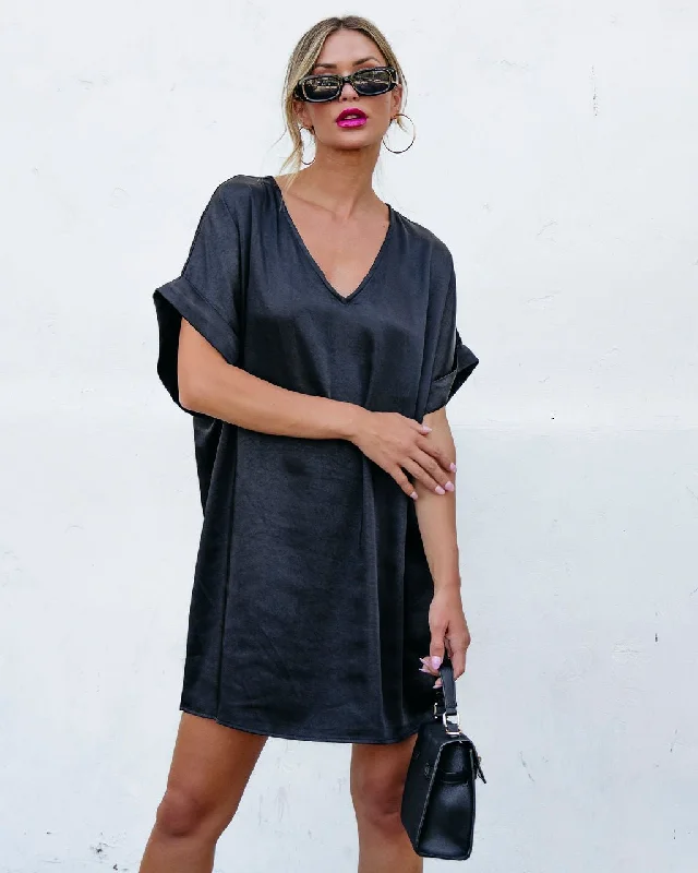 Muse By Magnolia Black Satin Mini Dress