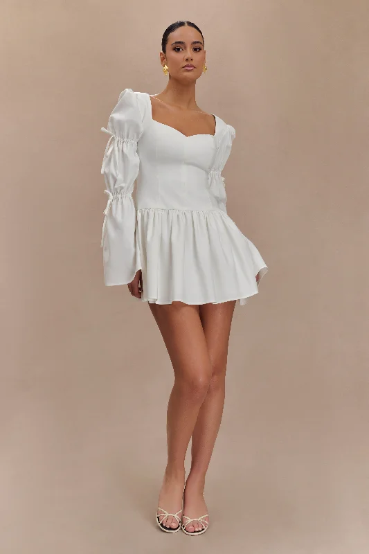 Raine Long Sleeve Cotton Mini Dress - White