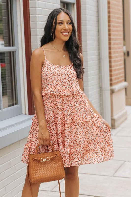 Red Floral Print Chiffon Babydoll Mini Dress - FINAL SALE