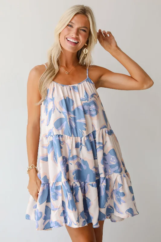 FINAL SALE - Season Of Blooms Blush Floral Tiered Mini Dress